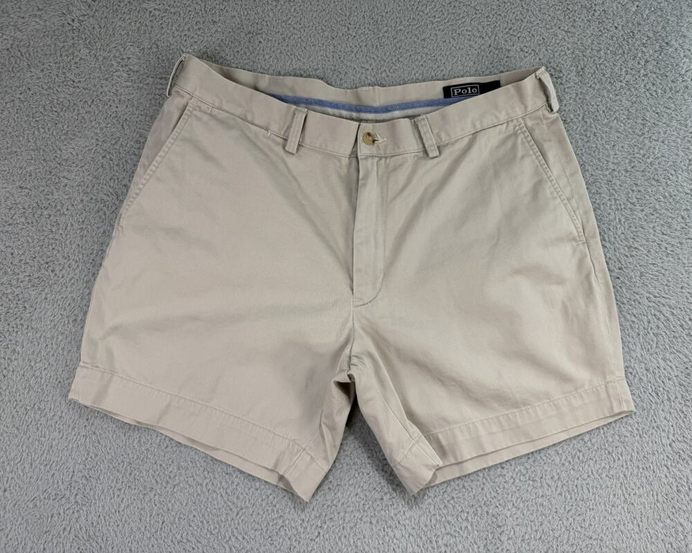 Vintage Polo Ralph Lauren Chino Shorts Mens 36 Tan Classic Fit 6 Inch Khaki